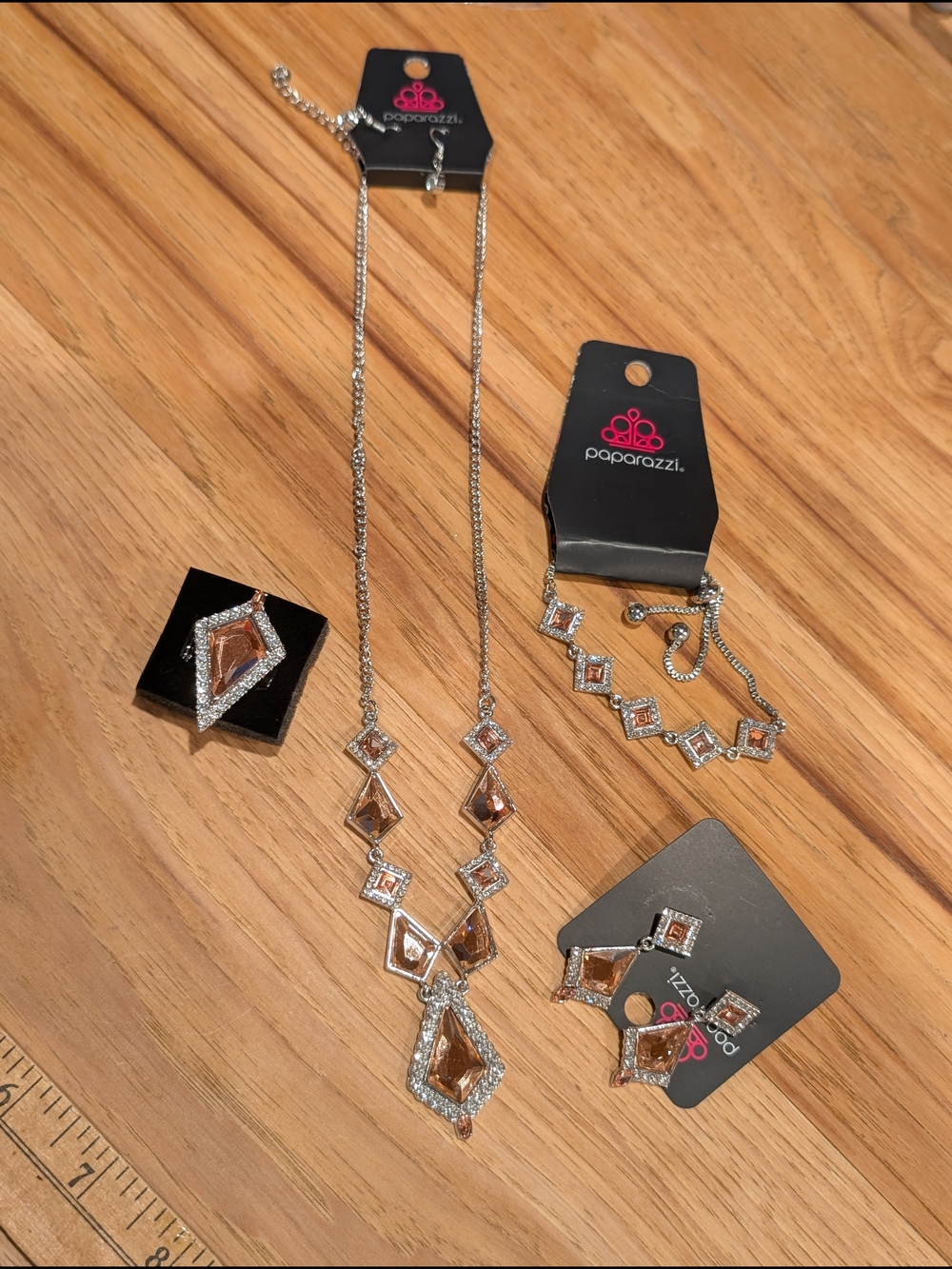 Paparazzi Silvertone Geometric Necklace & Earring Set